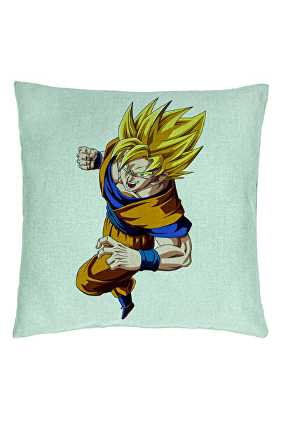 BEKZ Perna Decorativa cu Goku Angry, 40x40 cm, Verde Menta, Husa Detasabila, ...