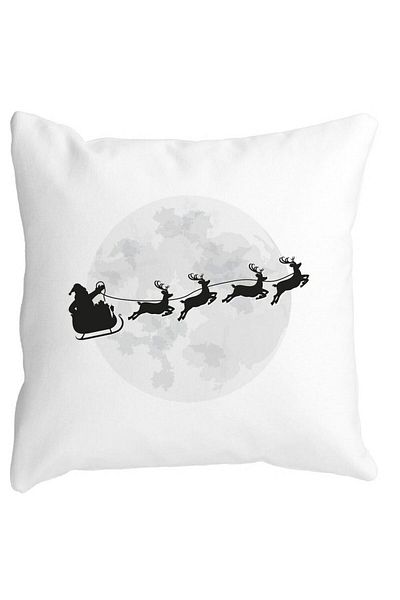 BEKZ Christmas Pillowcase Reindeer On Sleigh, 40x40 Cm, White, Matt