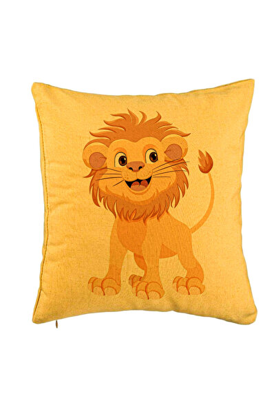 BEKZ Perna Decorativa, Model copii Little Lion, 40x40 cm, Galben, Husa Detasa...