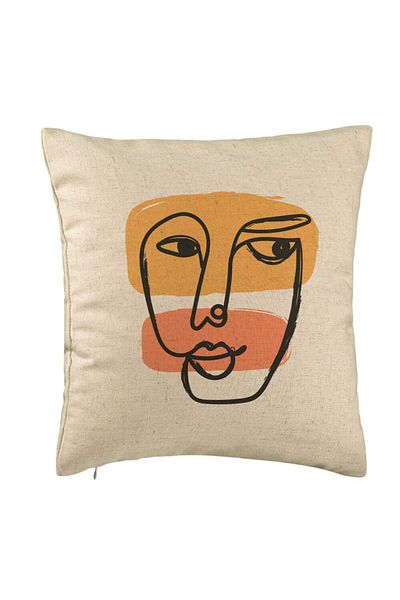 BEKZ Perna Decorativa, Model Fata Femeie, 40x40 cm, Bej, Husa Detasabila, Burduf