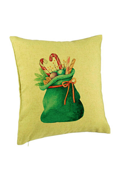 BEKZ Perna Decorativa Sacul lui Mos Craciun cu cadouri, 40x40 cm, Verde, Husa...