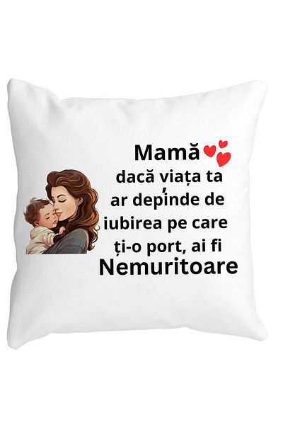 BEKZ Perna Decorativa pentru Mama 8,40x40 cm, Alba, Mata, Husa Detasabila, Burduf