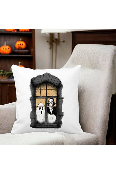 BEKZ Halloween Ghost And Vampire Pillowcase, 40x40 Cm, White, Matte