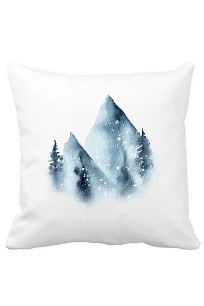 BEKZ Perna Decorativa Peisaj de Iarna, 40x40 cm, Alba, Mata, Husa Detasabila, Burduf