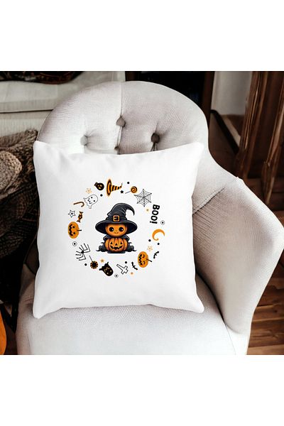 BEKZ Pillowcase With Halloween Motif 7, 40x40 Cm, White, Matte
