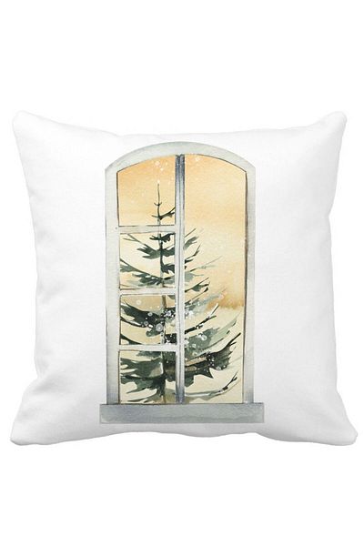 BEKZ Christmas Themed Decorative Pillow, 5, 40x40 cm, White, Matte, Removable Cover, Bellows