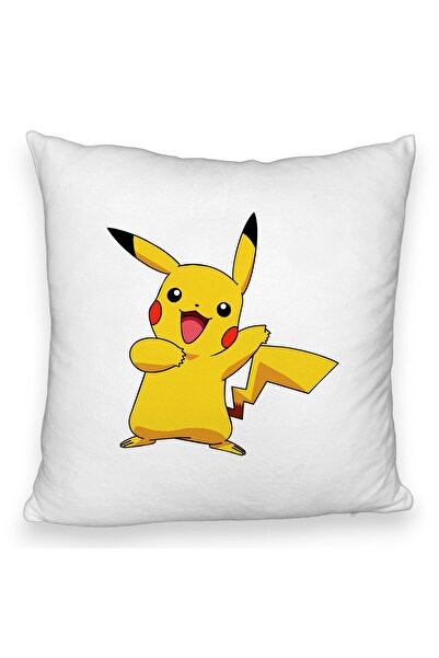 BEKZ Față de pernă pufoasă, model Pikachu Kids, 40x40 cm, albă