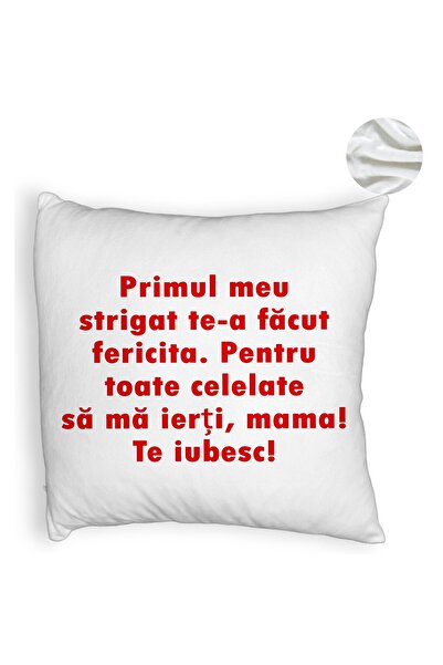 BEKZ Față de pernă pufoasă, model Mama I Love You 2, 40x40 cm, alb