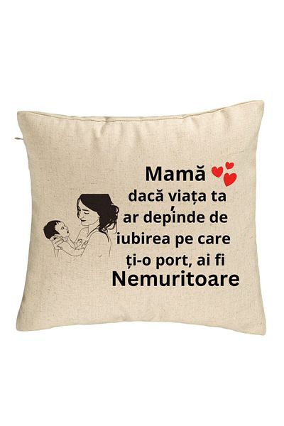 BEKZ Perna Decorativa, Model pentru Mama 9, 40x40 cm, Bej, Husa Detasabila, Burduf