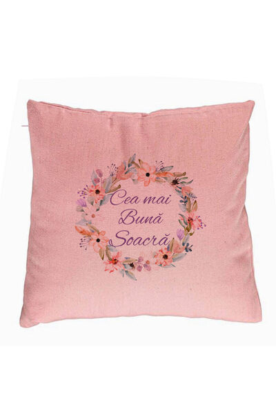 BEKZ Perna Decorativa pentru Soacra 2, 40x40 cm, Roz, Husa Detasabila, Burduf