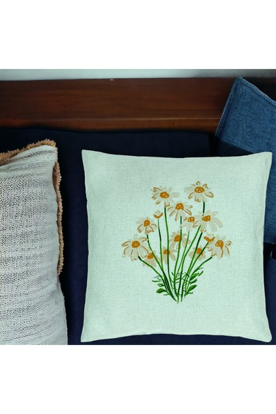 BEKZ Perna Decorativa, Model Florale Margarete, 40x40 cm, Verde Menta, Husa D...