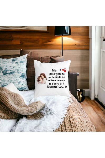 BEKZ Perna Decorativa pentru Mama 6,40x40 cm, Alba, Mata, Husa Detasabila, Burduf