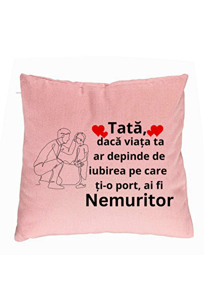 BEKZ Διακοσμητικό μαξιλάρι, Σχέδιο για Tata 3, 40x40 εκ., Ροζ, Αφαιρούμενο κά...