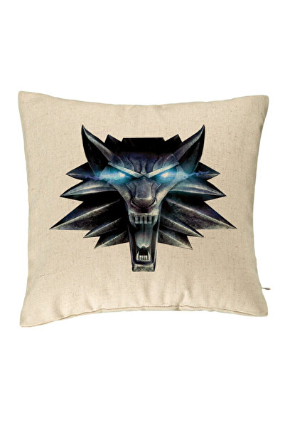 BEKZ Perna Decorativa cu The Witcher Fans, 40x40 cm, Bej, Husa Detasabila, Bu...