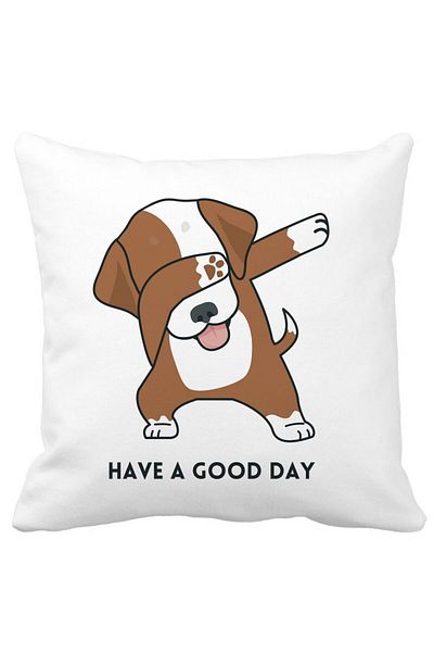 BEKZ Decorative Pillow, Have a Good Day, 40x40 cm, White, Matte, Removable Cover, Bellows
