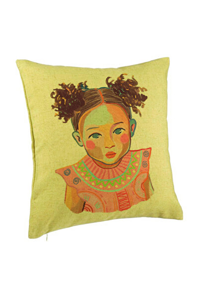 BEKZ Perna Decorativa, Model Happy Baby, 40x40 cm, Verde, Husa Detasabila, Burduf