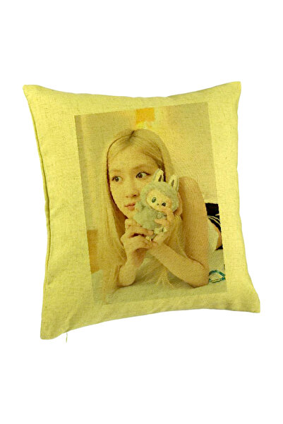 BEKZ Perna Decorativa BlackPink Rose 2, 40×40 cm, Verde, Husa Detasabila, Burduf