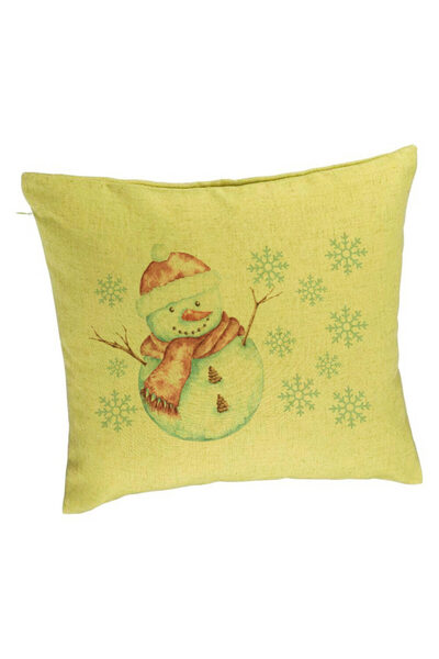 BEKZ Коледна декоративна възглавница Снежен човек, 1 бр., 40x40 см, Зелена, С...