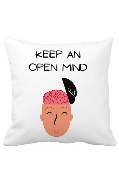 BEKZ Pillowcase, Keep An Open Mind, 40x40 Cm, White, Matte