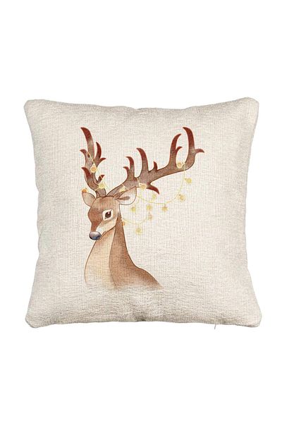 BEKZ Perna Decorativa Canapea de Craciun cu Ren, 1, 40x40 cm, Cu fermoar