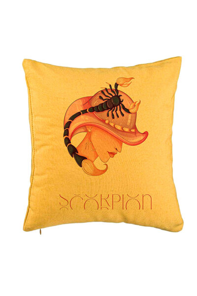 BEKZ Perna Decorativa, Model Zodia Scorpion, 40x40 cm, Galben, Husa Detasabil...