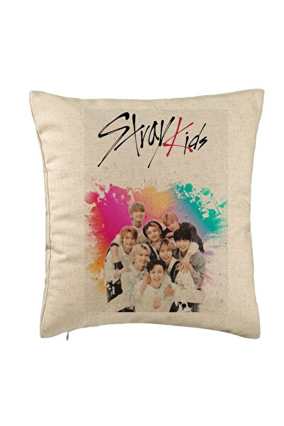 BEKZ Perna Decorativa, Stray Kids 3, 40×40 cm, Bej, Husa Detasabila, Burduf