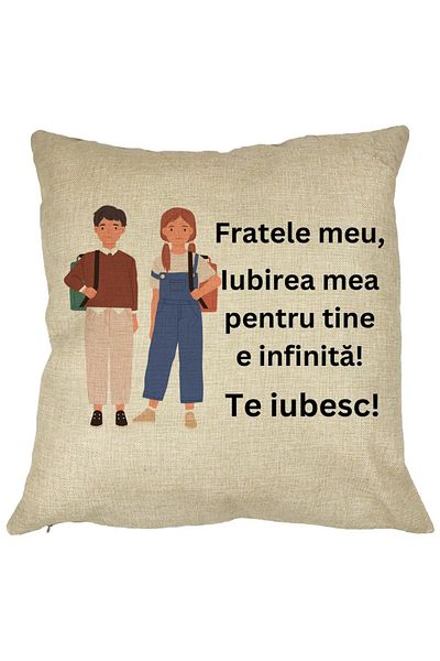 BEKZ Perna Decorativa Fratele meu 1, 40x40 cm, Husa Detasabila, Burduf