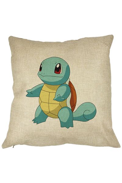 BEKZ Perna Decorativa Patrata copii Squirtle, 40x40 cm, Husa Detasabila, Burduf
