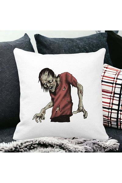 BEKZ Pillowcase With Halloween Zombie Motif 1, 40x40 Cm, White, Matte