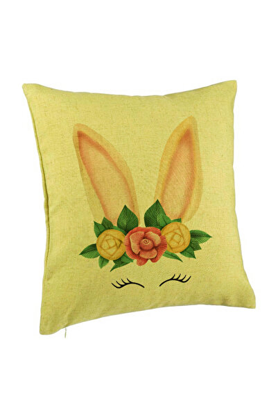 BEKZ Față de pernă, model floral cu iepurași, 40x40 cm, verde