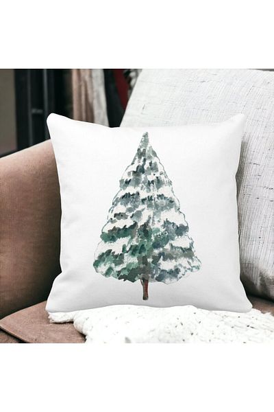 BEKZ Christmas Themed Pillowcase, Fir Tree 2, 40x40 Cm, White, Matte