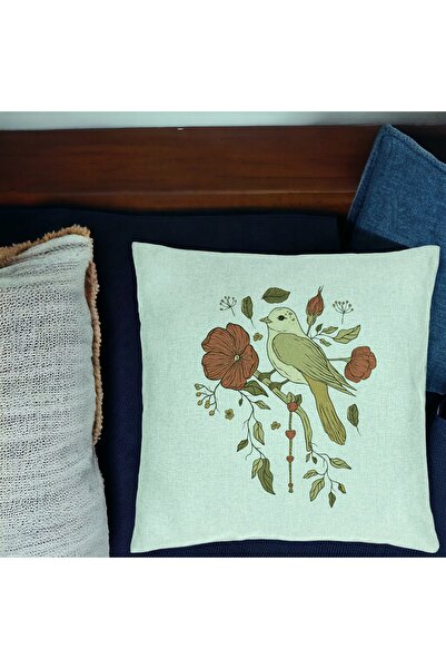 BEKZ Pillowcase, Retro Art Pattern, 40x40 Cm, Mint Green, Removable Cover