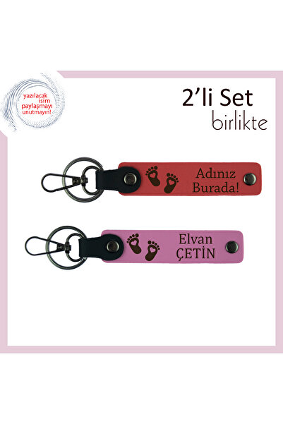 Miaju ممثل للآثار الأولى للقدم، طقم سلسلة مفاتيح جلدية شخصية مع شكل قلب للقدم...