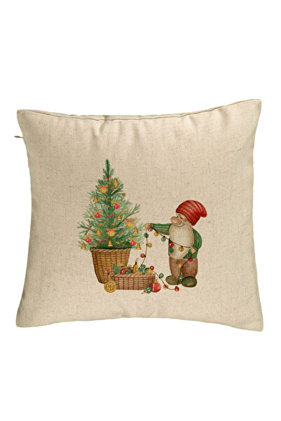 BEKZ Christmas Themed Decorative Pillow, 22, 40x40 cm, Beige, Removable Cover...