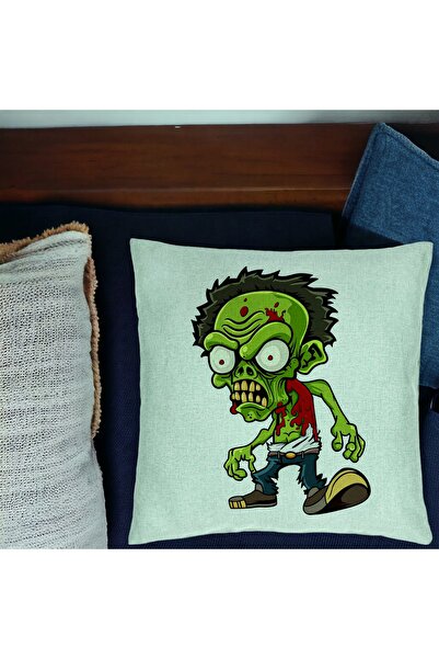 BEKZ Față de pernă, model zombi, 40x40 cm, verde mentă