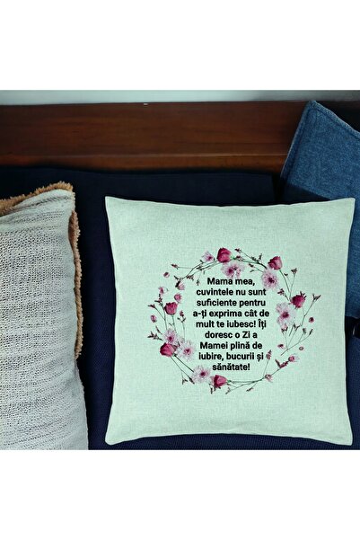 BEKZ Față de pernă, model cu model pentru mama cu text 40x40 cm, verde mentă