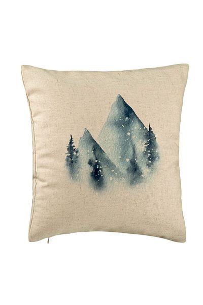 BEKZ Perna Decorativa Peisaj de Iarna, 40x40 cm, Bej, Husa Detasabila, Burduf