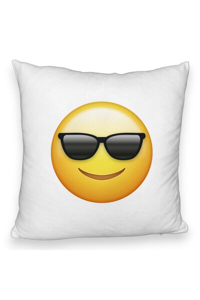 BEKZ Perna Decorativa Fluffy, Model Emoji Fata cu Ochelari, 40x40 cm, Alba, H...