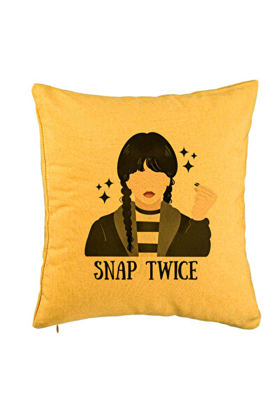 BEKZ Perna Decorativa, Model Wednesday Addams 6, 40x40 cm, Galben, Husa Detas...