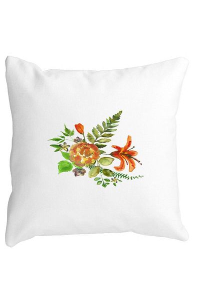 BEKZ Perna Decorativa Patrata Florale, 40x40 cm, Alba, Mata, Husa Detasabila, Burduf