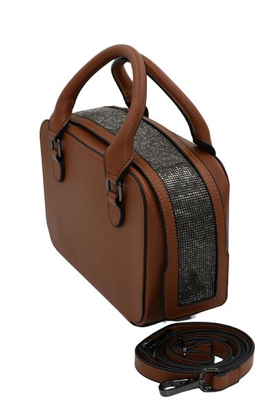 morpelikan Women's Stylish Detailed Zippered Adjustable Cross Strap Brown Hand and Shoulder Bag