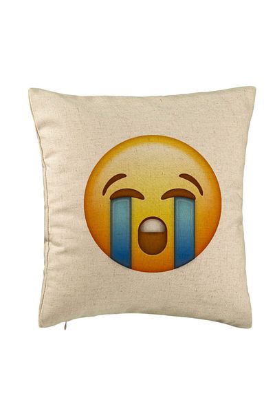 BEKZ Perna Decorativa, Model Emoji Cry, 40x40 cm, Bej, Husa Detasabila, Burduf