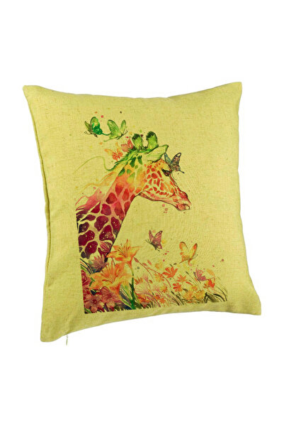 BEKZ Perna Decorativa, Model Girafa Multicolor, 40x40 cm, Verde, Husa Detasab...