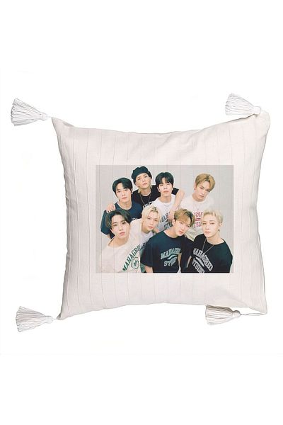 BEKZ Fringed Pillowcase, Stray Kids 5, 45×45 cm, With zipper