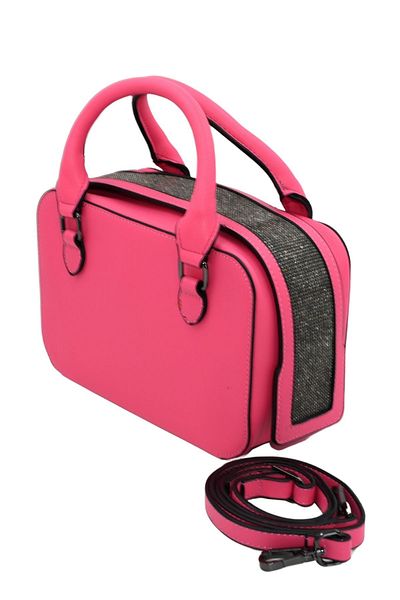 morpelikan Women's Stylish Detailed Zippered Adjustable Cross Strap Fuchsia Hand and Shoulder Bag