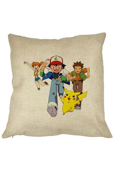 BEKZ Perna Decorativa cu Pokemon Pikachu, 40x40 cm, Husa Detasabila, Burduf