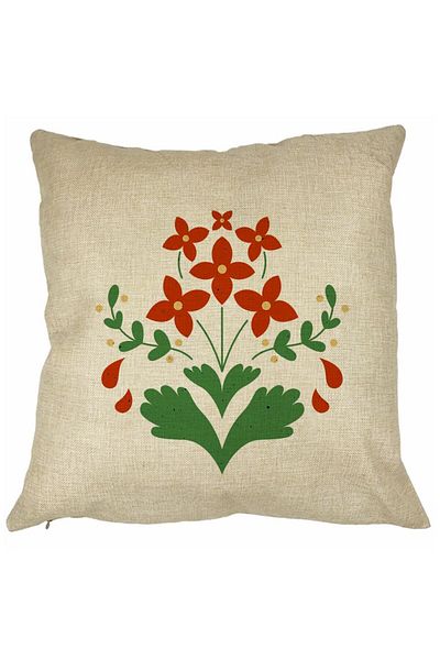 BEKZ Față de pernă pătrată cu imprimeu floral roșu, 40x40 cm