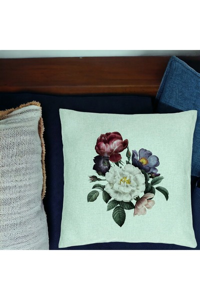 BEKZ Perna Decorativa, Model Flori de Vara, 40x40 cm, Verde Menta, Husa Detas...