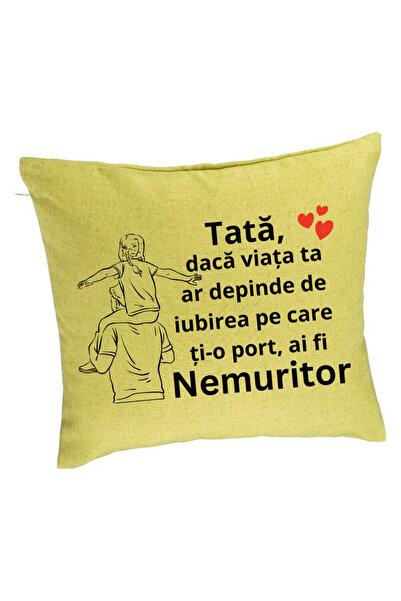 BEKZ Față de pernă cu text pentru tata 8, 40x40 cm, verde