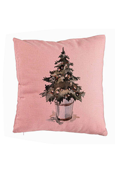 BEKZ Μαξιλαροθήκη με Χριστουγεννιάτικο Θέμα, Έλατο 1, 40x40 Εκ., Ροζ